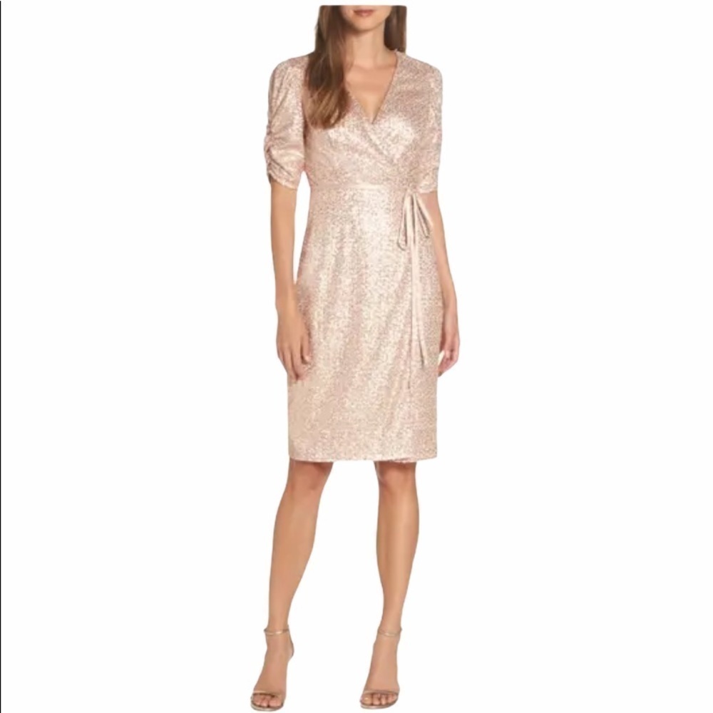 Eliza J Sequin Faux Wrap Dress, 4p